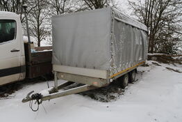 Trailer EDUARD 4018-2000 med stativ og pressenning samt div. Varelager
