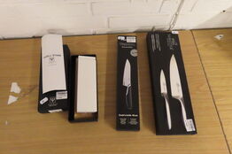 3 stk. Knive + slibesten 