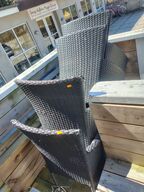 Fire stole med armlæn. Polyrattan. 