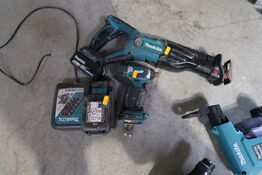 2 stk. akku håndværktøj MAKITA med 2 stk. batterier og lader