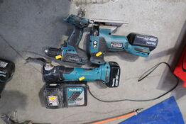 3 stk. akku håndværktøj MAKITA DJV181, DDF482  med 3 stk. batterier og lader