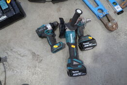 3 stk. akku hpndværktøj MAKITA DHP486, DTW285, DGA506 med 2 stk. batterier