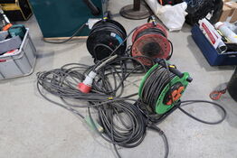 3 stk. kabeltromler samt forlængerledning