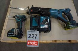 Makita slagskruetrækker og bajonetsav med to batterier og lader 