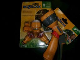 Dobbelt. vandhanekobling + sprøjtepistol HOZELOCK