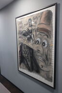 Komposition, kul og gouache på papir, signeret Jupont, POUL JUPONT