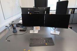 2 stk. computerskærme DELL P2422H, tastatur, dockingstation, headset JABRA