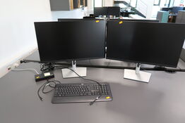 2 stk. computerskærme DELL P2722H, tastatur og dockingstation