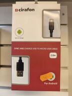8 stk. CIRAFON USB->Micro USB 2m kabler (ubrugt)