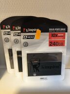 3 stk. SSD harddiske KINGSTON A400 240 GB (ubrugt)