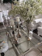 2 stk. Lysestager inkl. Vase m. Blomster