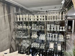 Reol i aluminium m. Glas hylder 220x45x226 cm