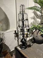 Lysestage m. glaskrystaller