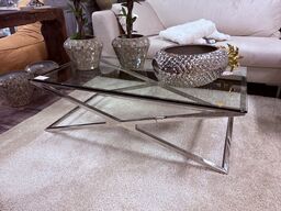 Sofabord i alu/glas KARLSTAD 130x70x40 cm.