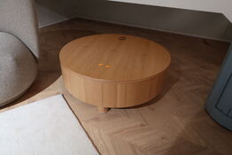 Sofabord FERM LIVING Olles Storage Table Ø80 Natural Oak