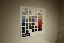 Tavle med vareprøver