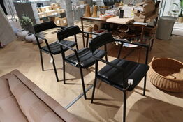 3 stk. spisebordsstole VIPP 451 Alu Stel og Sort Læder