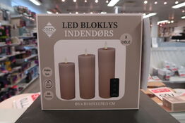 2 pk. Cozzy LED bloklys med fjernbetjening Sand 3 stk.