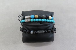 3 stk. Rebel & Rose Armbånd med Stenperler og Metaldele