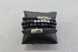 4 Stk. Rebel & Rose Armbånd med Perler og Læder