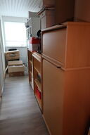 Tøjstativer, reoler, 4 stk. jalousiskabe EFG, Printer CANON m.m.