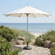 Parasol 3,3 meter i off-white med børstet stål stang