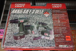 Akku sæt 3 dele - Power Craft