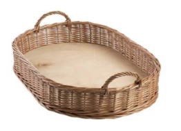 Brødkurv oval B530xD350xH100 mm rødpil m/træbund (Udstillingsmodel)