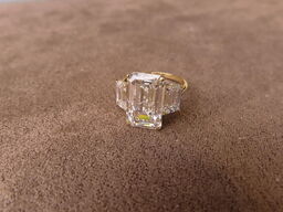 14 kt. Guldring med 9.12 ct. Emeraldsleben Diamanter