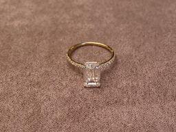 14 kt. Guldring med 3.00 ct. Emeraldtsleben Diamant