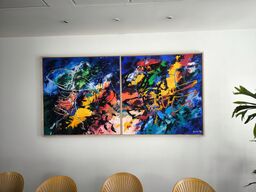 2 stk. malerier i ramme "SNL 98"