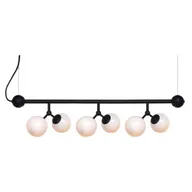 Halo Design atom langbordspendel i sort metal med 6 opale glaskugler(ubrugt)