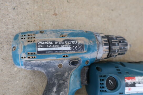 3 stk. akku håndværktøj MAKITA med 3 stk. batterier og lader