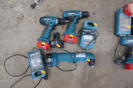 3 stk. akku håndværktøj MAKITA med 3 stk. batterier og lader