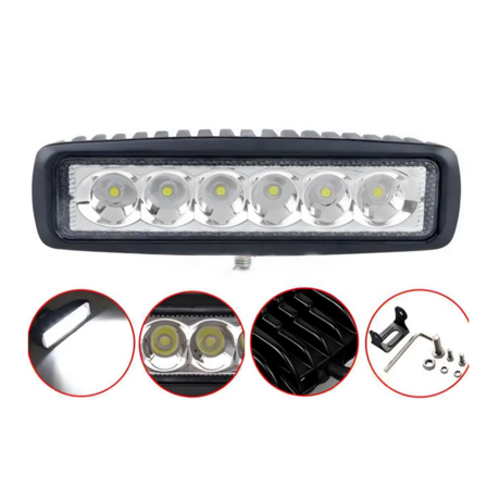 8 stk. 18W LED arbejdslys med justerbart beslag