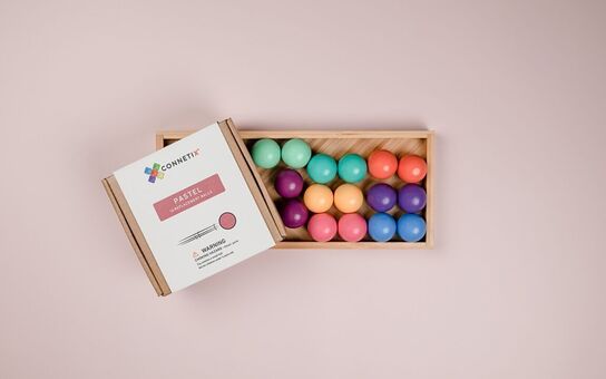 4 pk. 16 ekstra pastelkugler til Magnetkuglebane - Connetix
