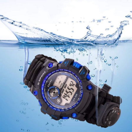 4 stk. Survival Watch kompas, fløjte og termometer