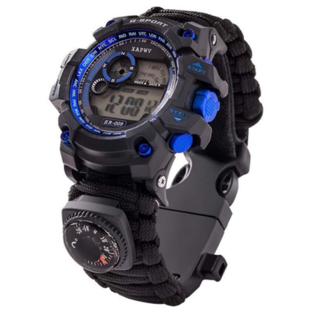 4 stk. Survival Watch kompas, fløjte og termometer