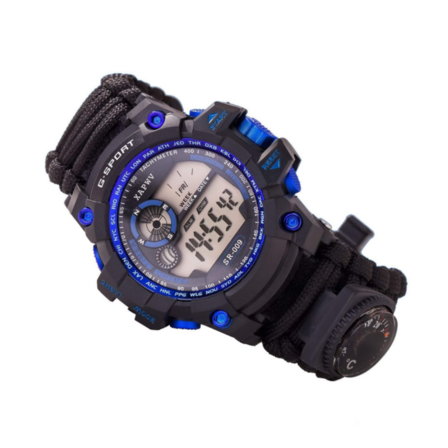 4 stk. Survival Watch kompas, fløjte og termometer