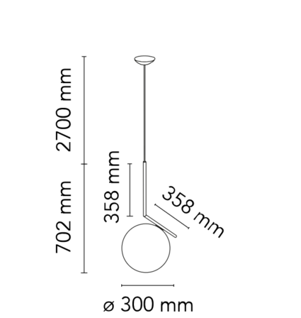 Flos - IC S2 Pendel Black Ø30 cm 