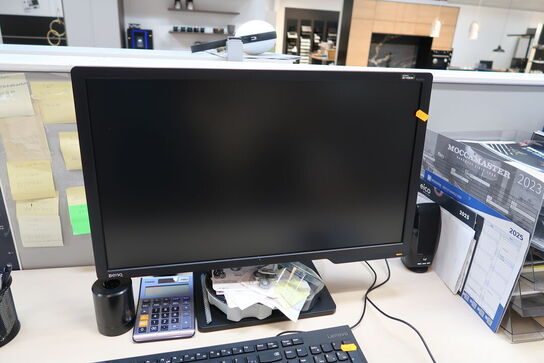 Computerskærm BENQ XL2411, tastatur, mus, computer LENOVO