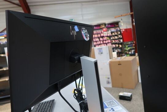 Computerskærm HP, tastatur, mus, håndscanner, computer LENOVO