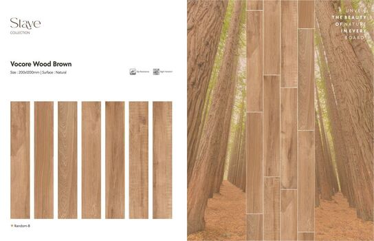 50,40 m2 Porcelæns fliser med trælook VOCORE WOOD BROWN (se beskrivelse)
