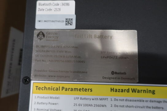 Batteri GREEN ENERGY Tail Lift Battery LFP Battery Vith MPPT