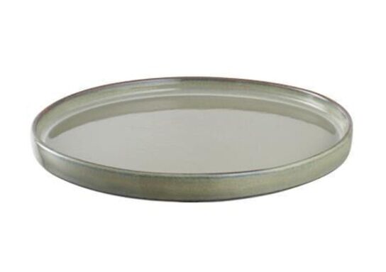 12 stk. Tallerken lav kant stentøj kaki 250 mm Rustik