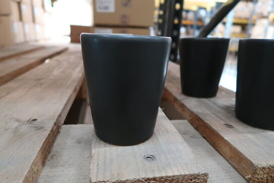 4 stk. Multiskål/krus stentøj mat sort 85 mm Rustik
