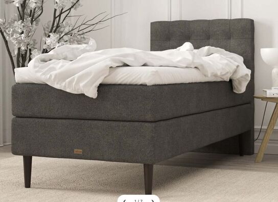 Kontinentalseng u. gavl & topmadras | 120x200 cm | Grå (ubrugt)