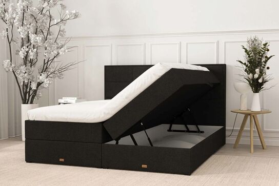 Opbevaringsseng | 210x210 cm (ekstra stor) | Sort (ubrugt)