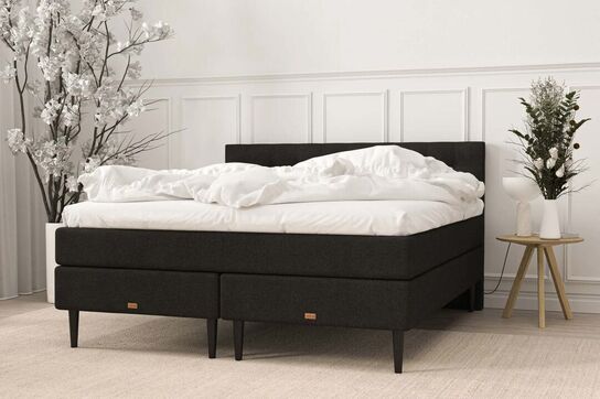 Kontinentalseng, uden gavl | 160x200 cm | Sort (ubrugt)