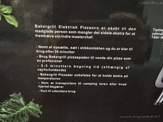 Elektrisk 12" pizzaovn med pizzasten 2200W